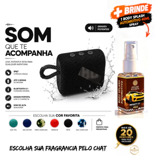 Caixa de Som Bluetooth caixinha Portátil e Potente Mais Cheirinho para Carro OU Ambiente 40ml Spray +De 20 Fragrâncias