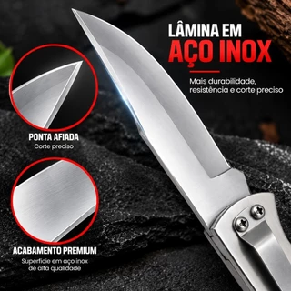 Kit 5 Canivetes Aço Inox Com Trava Canivete Dobrável para Pesca Pescaria Camping Trilha Caça