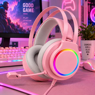Fone Gamer Led RGB com microfone USB e P2 Para PC Computador Celular Headphone Videogame