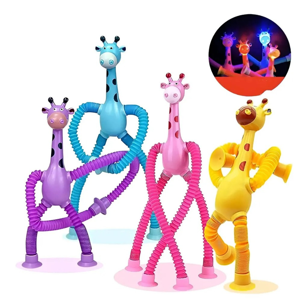 Kit 71 Girafa estica e gruda pop it tubo led tiktok brinquedo para ...