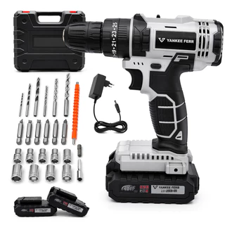 Kit 2 em 1 Parafusadeira Furadeira 48V 85N.M Com 2 Baterias Acessórios Profissional Completo brushless