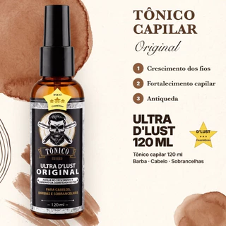 Tonico Ultra para Cabelo e Barba 120ml Spray Fácil aplicação D'Lust Cosméticos