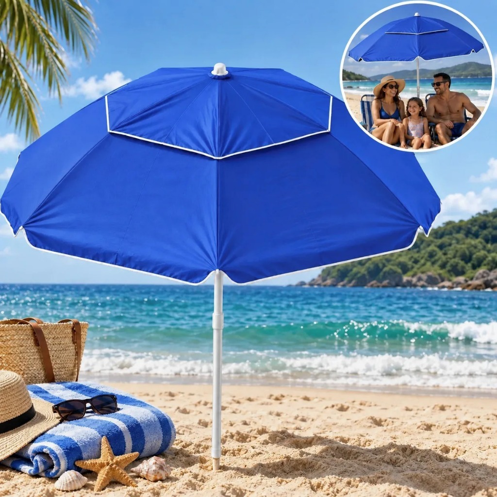 Guarda Sol Praia 2,40m Gigante UV Para Piscina Verão Proteção Solar Com ...