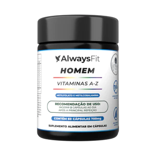 ProVit A-Z Homem AlwaysFit | Multivitamínico com 21 Vitaminas e Minerais + L-Arginina | 60 Cápsulas de 700 mg