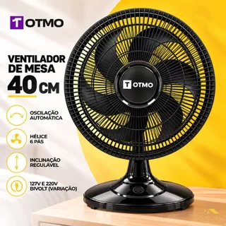 Ventilador Mesa 40cm 6 Pás 3 Velocidades 126W Ajuste de Inclinação 127V/220V OTMO