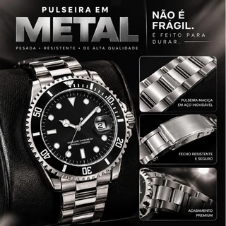 Relógio Masculino à Prova D'Água Executivo Quartzo Pulseira de Metal Moda Homem Elegante com Calendário para Presente