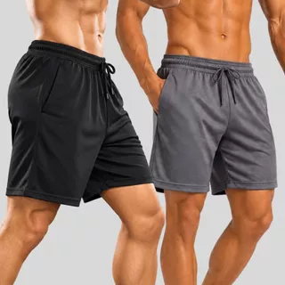 Kit 2 Bermuda Masculina Dry Fit Leve Para Academia Treino Corrida Calção Futebol Confortável Com Bolsos Laterais Cordão