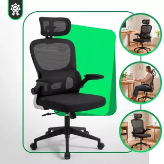 Cadeira de Escritório Ergonômica Giratória com Rodinhas Apoio para Cabeça Home Office Presidente Confortável