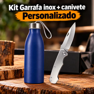 Kit Presente Pai, Marido Garrafa Personalizada + Canivete Personalizado