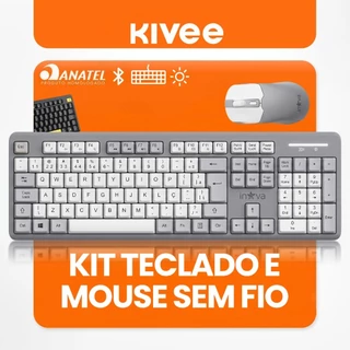 Kivee Conjunto Teclado e Mouse KV789 Sem Fio Baixa Latência Teclas Silenciosas Bateria Longa Duração