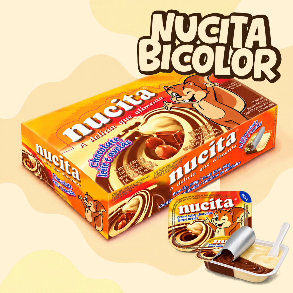 Creme Avelã Chocolate Bicolor 480g C48unidades 10g Nucita Docinho Infantil