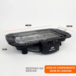 Churrasqueira Elétrica Portátil Sem Fumaça Gourmet Inox 1800W 2000w INMA Grelha Caminhoneiro