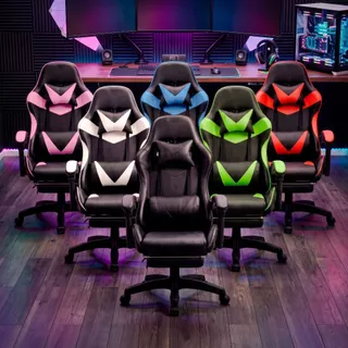 Cadeira Gamer Cor Rosa Ergonômica Reclinável Estofado Couro Sintético Confortável Para Longas Sessões