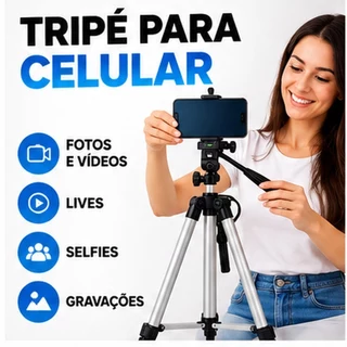Tripé Para Celular E Câmera Universal Alumínio Telescópico Ajustável Com Suporte Profissional Fotos Vídeo 1.02m 3110