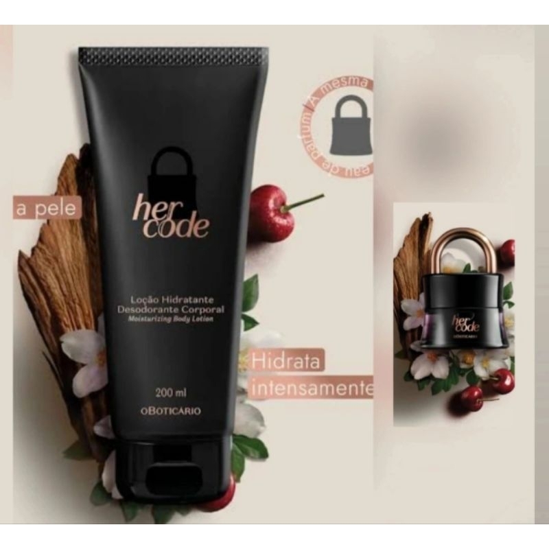 Loção Hidratante Corporal Her Code 200ml em Oferta na Shopee