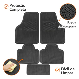 Tapete Automotivo Universal 5 Peças Borracha Antiderrapante para Carros