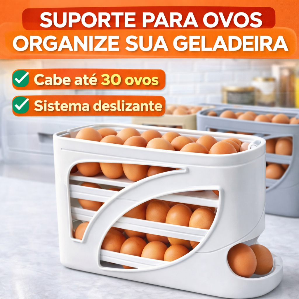 Porta Ovos Deslizante Organizador Para Geladeira De 4 Camadas Automática Rolantes