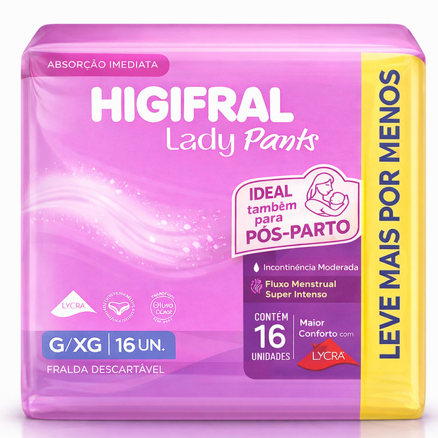 Roupa Intima Lady Fralda Geriátrica Pôs Parto 16 un Higifral Pants com ...