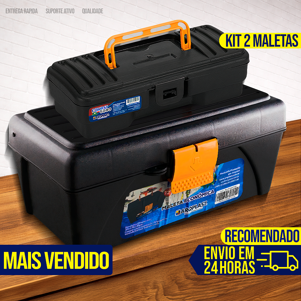 Kit 2 Maletas Caixa de Ferramentas Grande Reforçada Multiuso