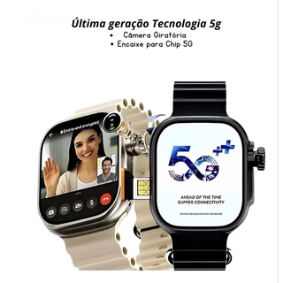 Smartwatch Ultra 4 AI com Chip 5G+ Câmera 4 Pulseiras, Película Capa Celular 16GB e 2 de RAM