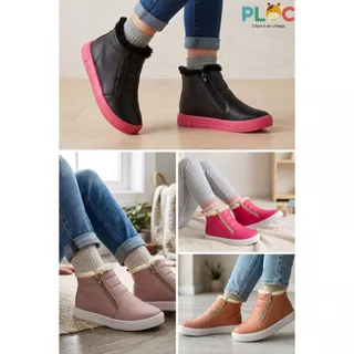 BOTA COTURNO TÊNIS CANO ALTO INFANTIL BABY MENINA FORRADA DE PELÚCIA SUPER MACIA em Oferta na Shopee