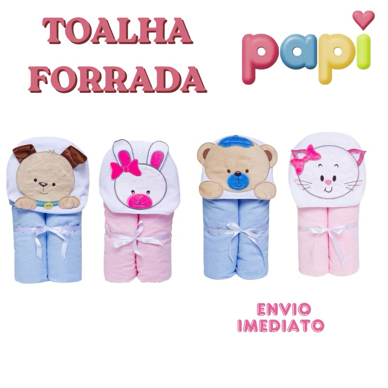 TOALHA DE BANHO INFANTIL BEBÊ FELPUDA BICHINHOS PAPI TOYS C/ CAPUZ BORD ...