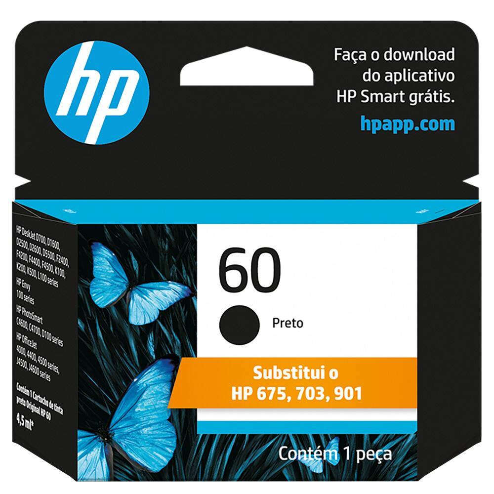 Cartucho HP 60 Original Preto CC640WB Deskjet F4280 F4480 D1660 ...