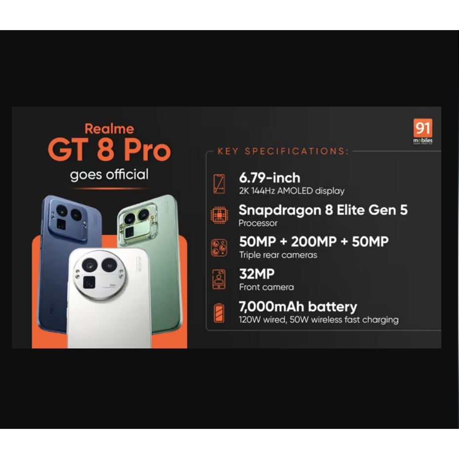 Realme GT8 Pro 5G 512GB 16GB Ram Snapdragon 8 Elite 7000mAh Tela