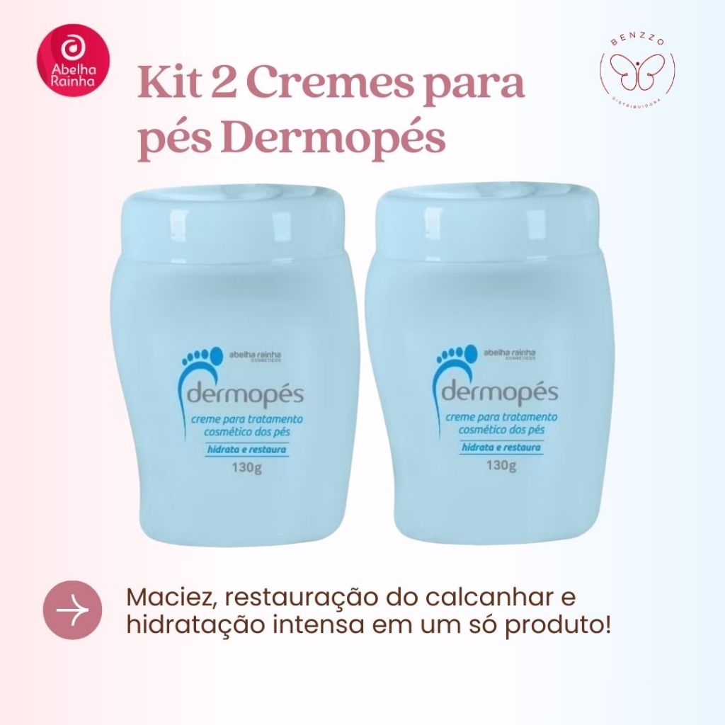 kit 2 Cremes Hidrata e Restaura Pés Dermopés Abelha Rainha 130G