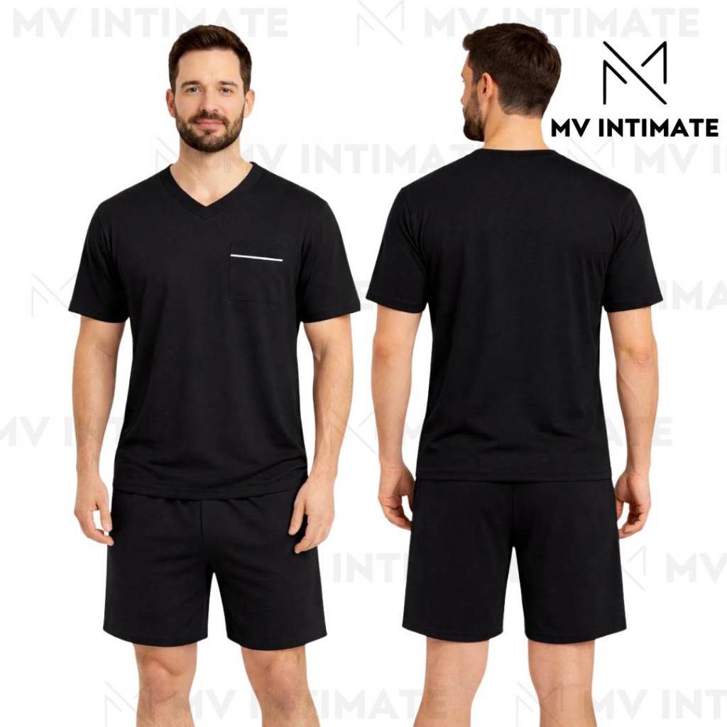 Pijamas Masculinos Liso Manga Curta Confotável Para Dormir em Oferta na Shopee