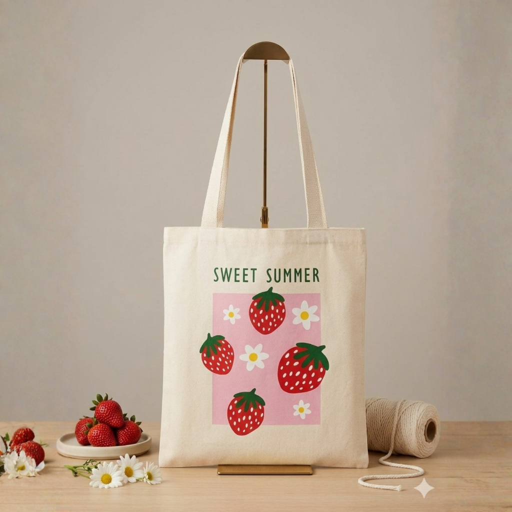 Bolsa Ecobag Com e Sem Ziper Verão Brasil Sweet Summer Morango Algodão ...