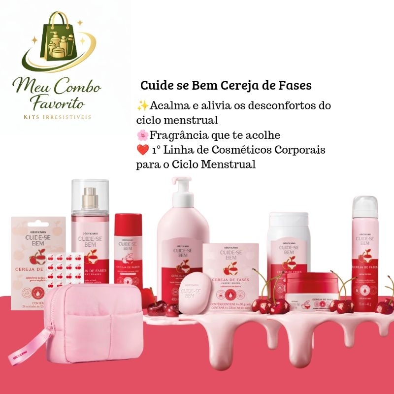Lançamento Cuide se Bem Cereja de Fases O Boticário-Rotina de Cuidado que entende o Ciclo Menstrual em Oferta na Shopee