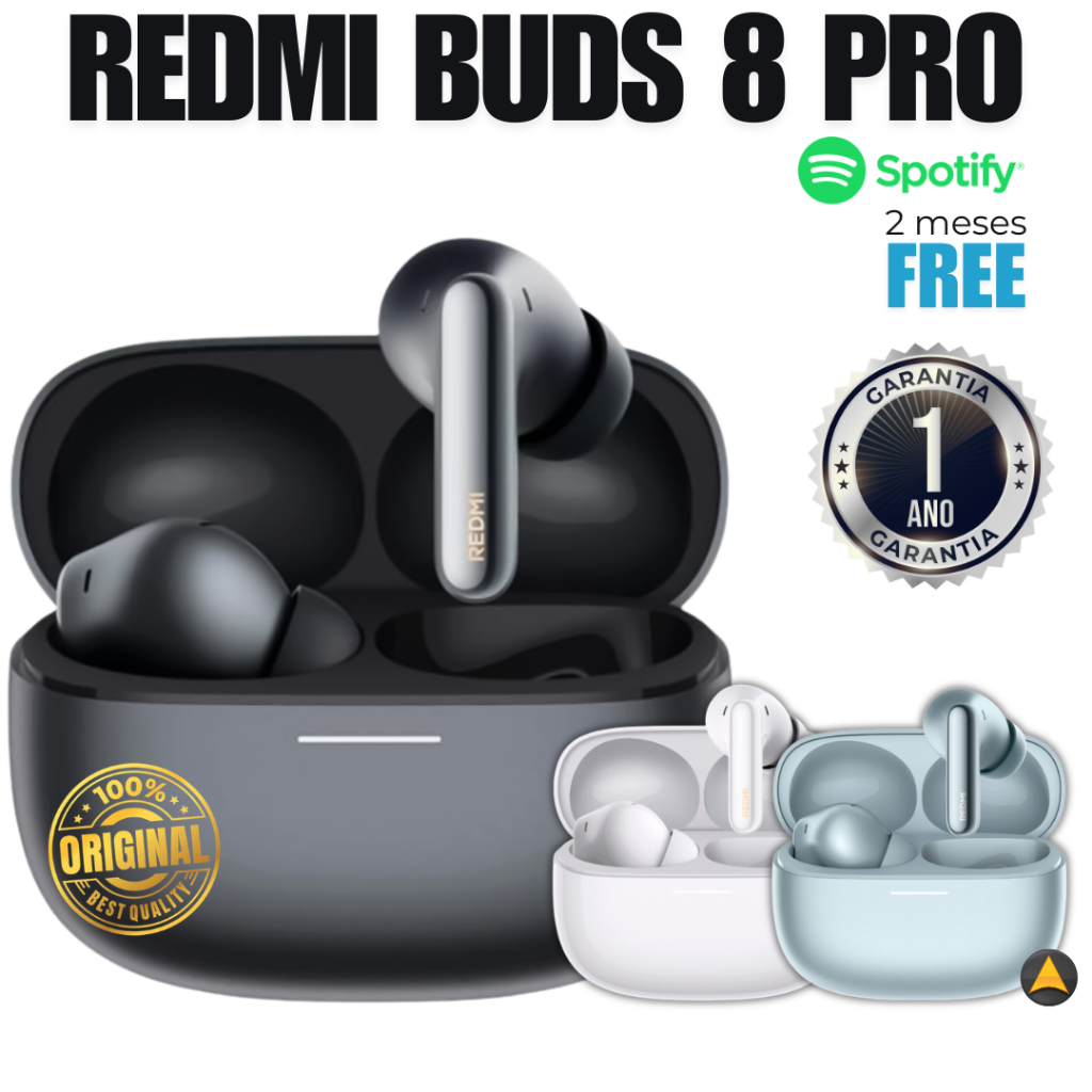 Fone de Ouvido Bluetooth Sem Fio Redmi Buds 8 Pro Original 36