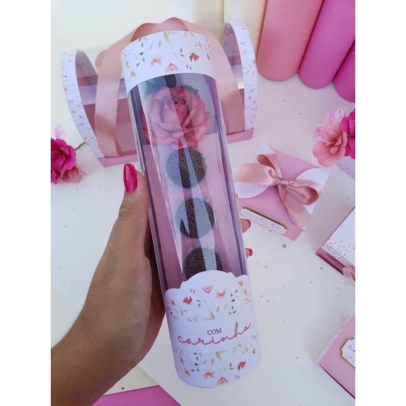 30un Caixa para 4 doces e flor Dia das Mães visor de acetato transparente em Oferta na Shopee