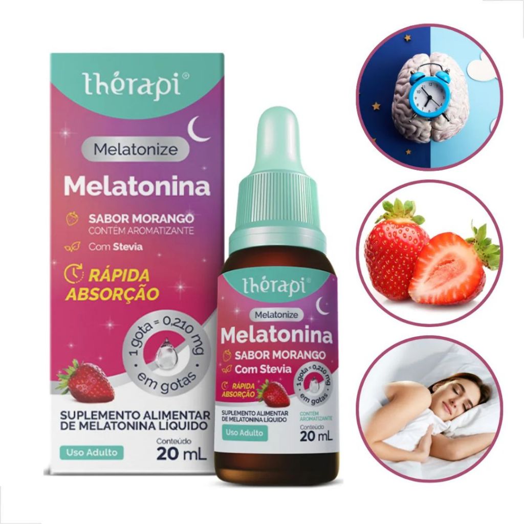 MELATONIZE GOTAS SABOR MORANGO / STEVIA THERAPY 20ML | Shopee Brasil