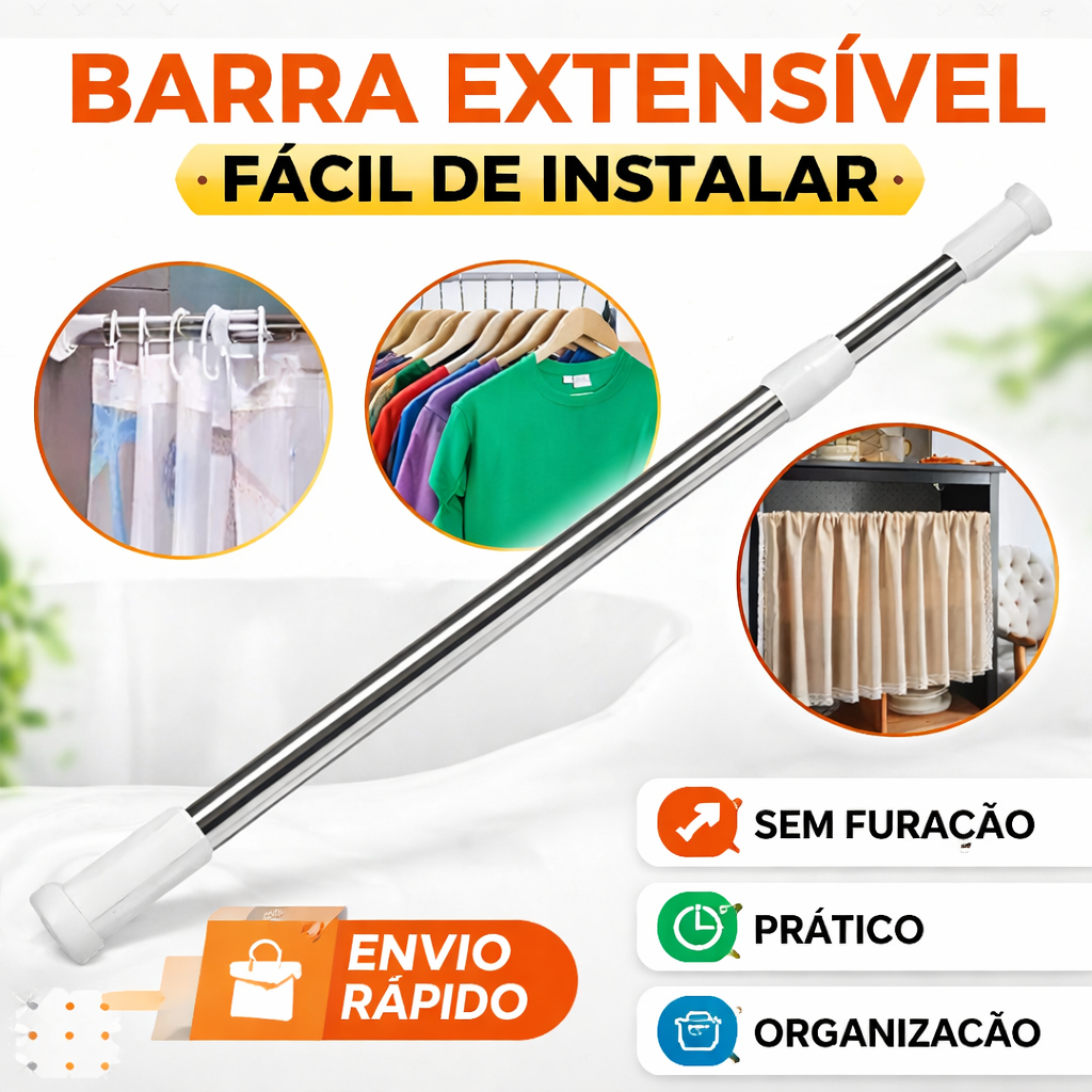 Var o Extensor Ajust vel Para Cortina Box De Banheiro Bast o Inox 