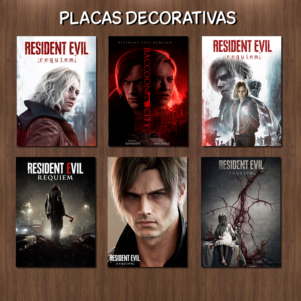Placa Quadro Decorativo Resident Evil 9 Biohazard Requiem Leon