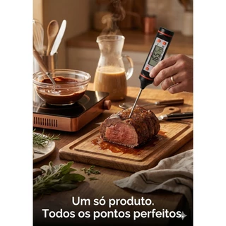 Termômetro Culinário Digital TP101 Espeto Inox Alta Precisão para Carnes Alimentos e Bebidas