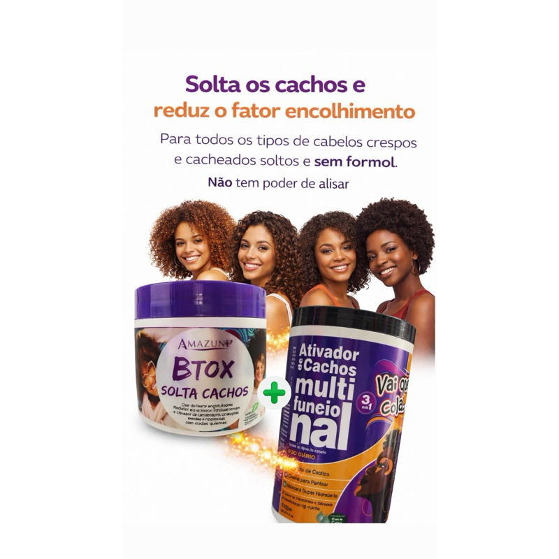 KIT BOTOX SOLTA CACHOS 500G + ATIVADOR DE CACHOS MULTIFUNCIONAL PARA ...