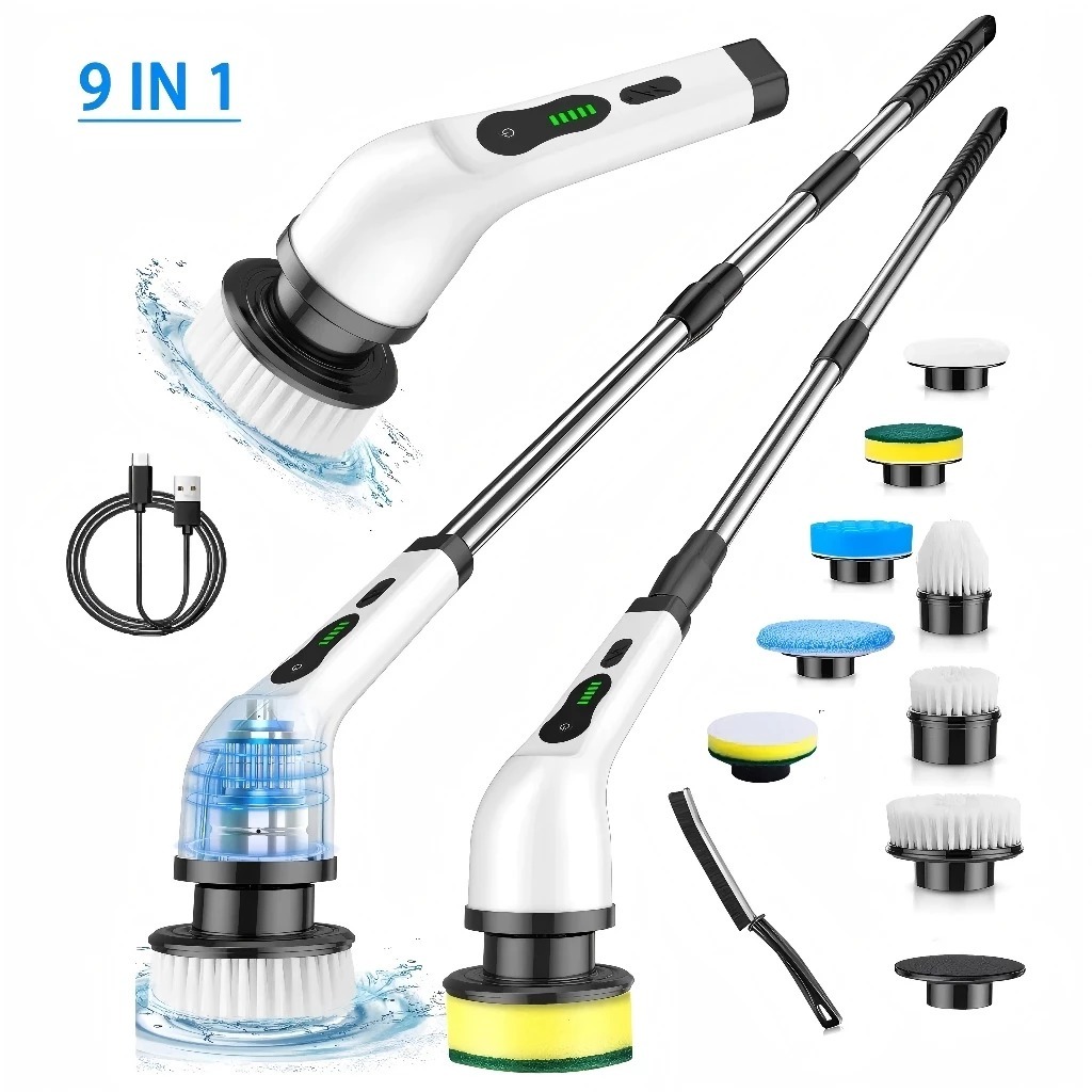 Kit 9 em 1 Escova Elétrica Giratória 9 em 1 Power Clean com Cabo Alongador Limpeza Pesada Prática | Shopee Brasil