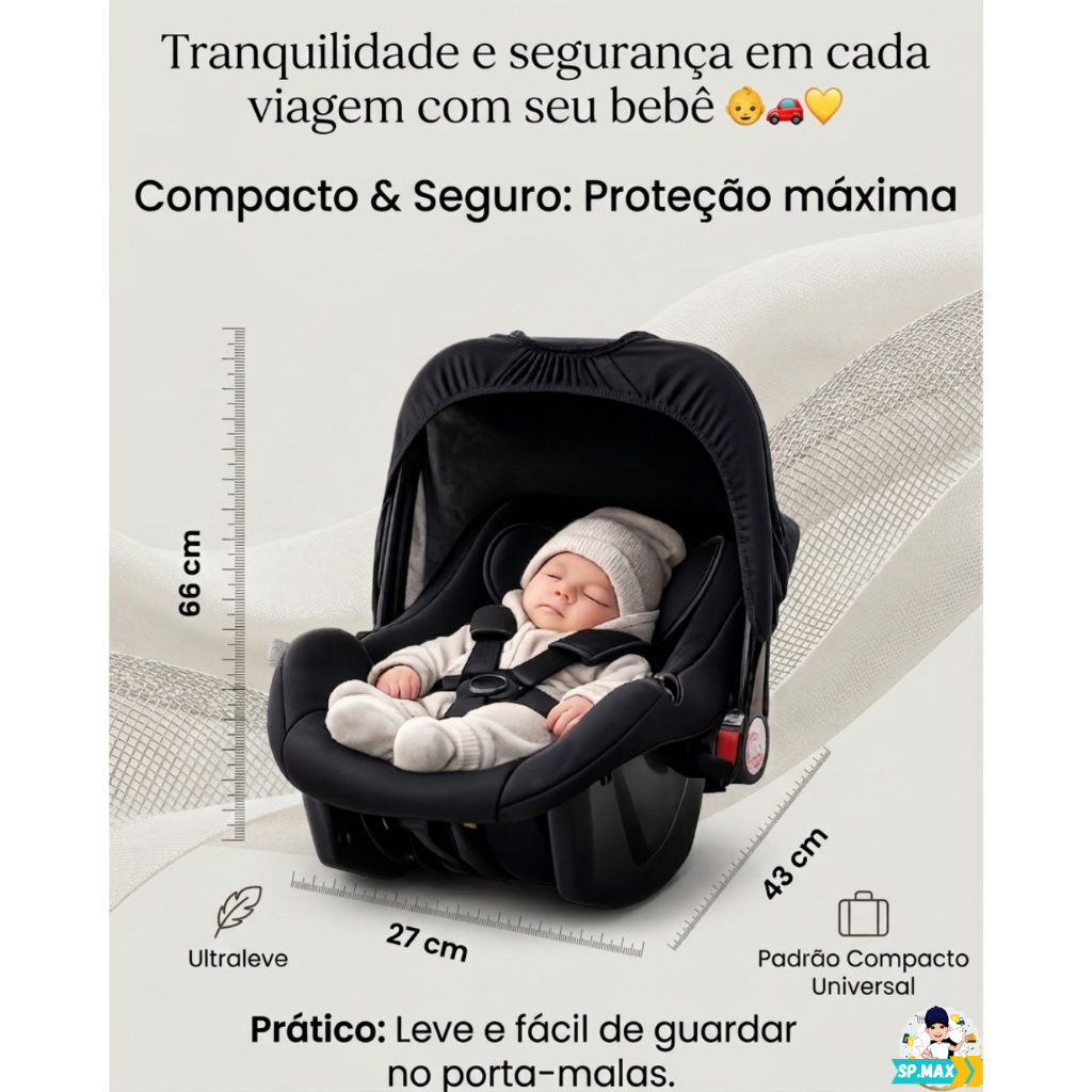 Bebê Conforto Maxi Baby Comfort com dimensões de 27 x 66 x 43 cm