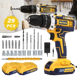 【110V/220V】Parafusadeira e Furadeira de 2 Baterias 26v Com Maleta WK-014