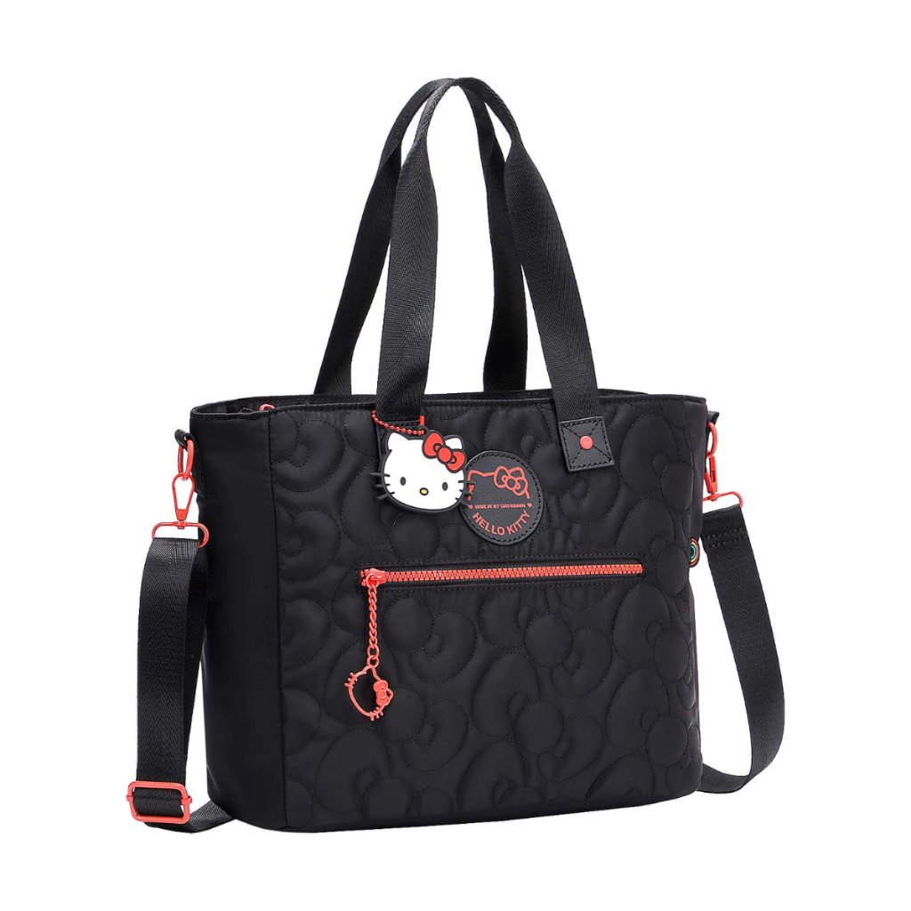 HLT × Hello Kitty Puffer Tote Bag black Bolsa Feminina Hello Kitty Tote Matelassê Alça Transversal