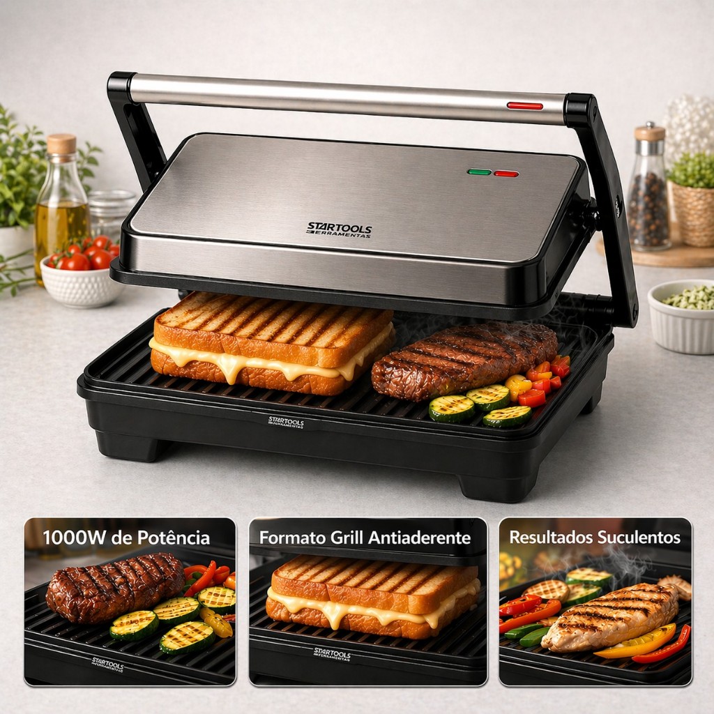 Melhor Sanduicheira Elétrica grill Chapas Antiaderentes inox