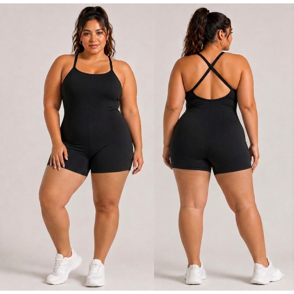 Macaquinho Plus Size ZERO TRANSPARÊNCIA Macacão Tecido grosso