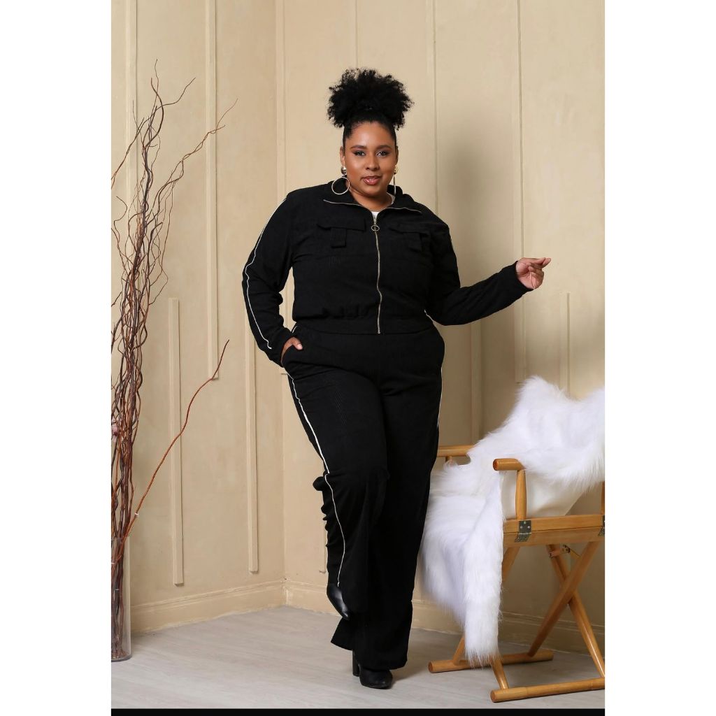 Conjunto Plus Size Veludo Cotelê Casaco e Calça pantalona | Shopee