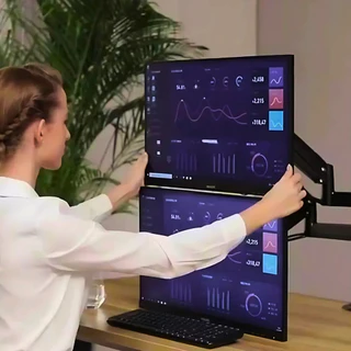Suporte Duplo para Monitor onistek 2-9kg 17-27" Pistão a Gás VESA 75/100 para Home Office