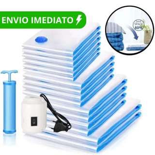 Kit Saco A Vácuo Grande Organizador Edredom Coberto Mala Roupa Viagem De Cama com Bomba Manual