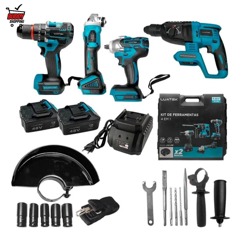 Kit Multi Ferramentas Profissional 4 Em 1 Com 2 Bateria Bivolt