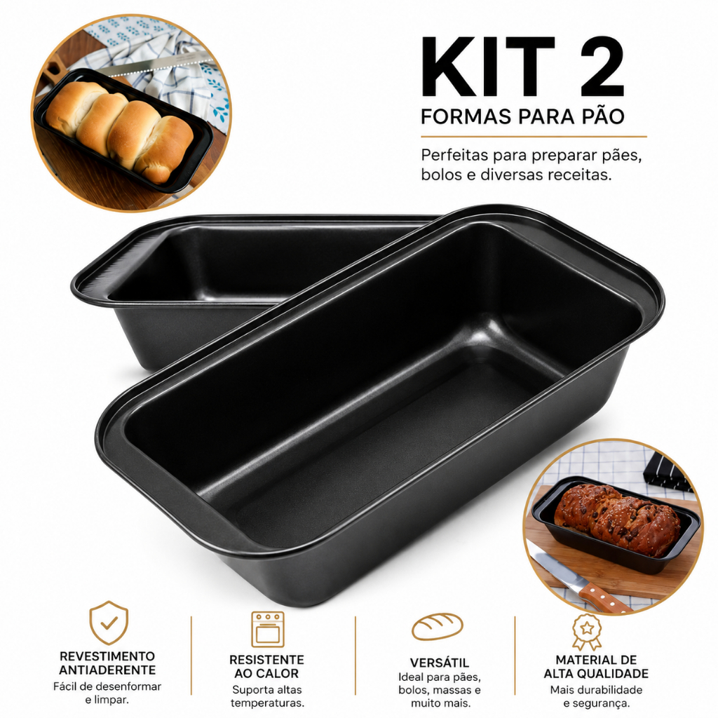 Kit 2 Formas Para Pão Antiaderente Em Aço Carbono – Ideal Pa